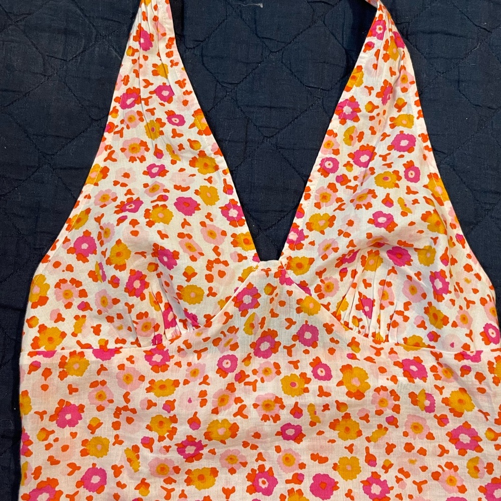 Nordstrom BP White Sally Retro Floral Halter Top